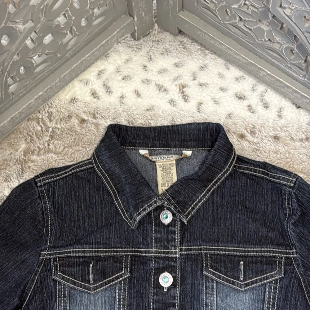 Arizona jean jacket girls size 7 embroidered butterfly rhinestones girlhoodcore